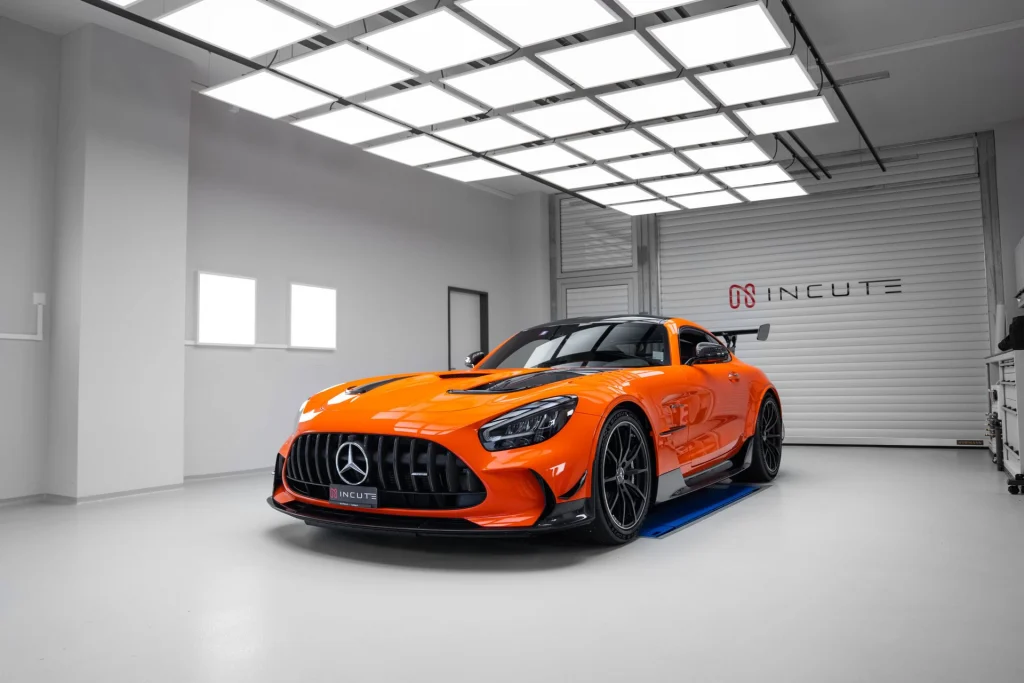 Orange Mercedes-AMG GT Black Series in the INCUTE studio